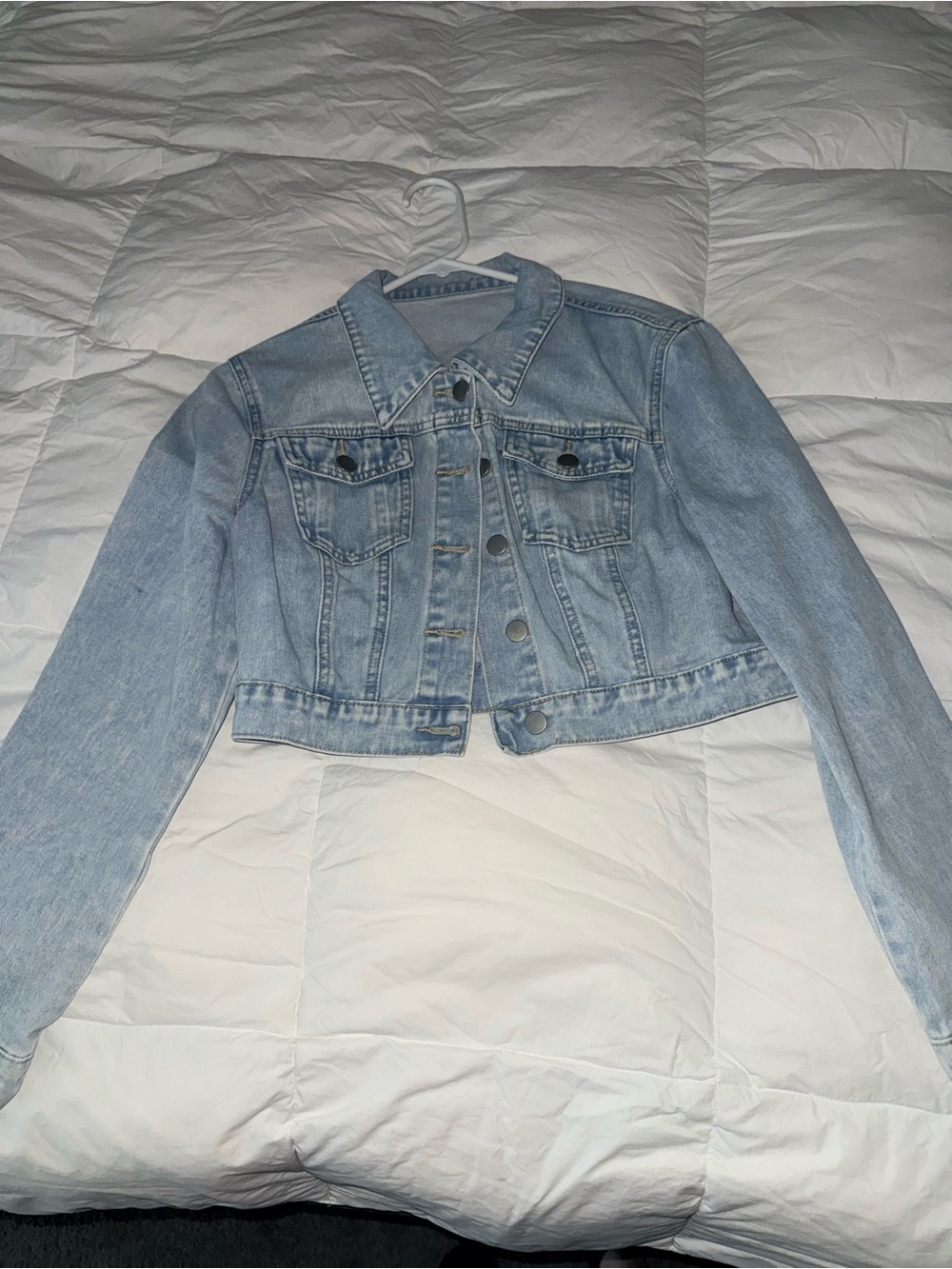 SHEIN Light Blue Cropped Denim Jacket